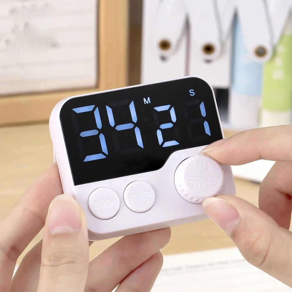 TEOYETTSF Large Screen Kitchen Timer LED Digital Kitchen Reminder Timer Count Up Countdown Sleep Alarm Clock Stopwatc(E)