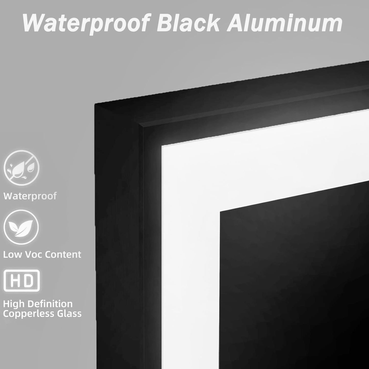 BBRUN 36" L x 60" W LED Bathroom Mirror with Lights, Dimmable Framed Bathroom Vanity Mirror, Anti-Fog, Backlit and Front Lighted, Stepless Dimmable Lighted Mirror, Lighted Vanity Mirror for Wall