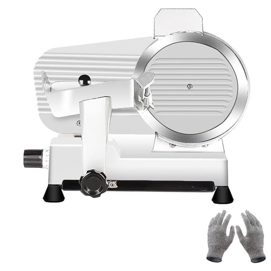 Meat Slicer10-inch 340W Home Use and for Commercial Electric Food Slicer with Chromium-plated Steel Blade and Built-in Sharpening Stone Easy to Clean Adjustable Thickness Cuts Meat Bread and Cheese