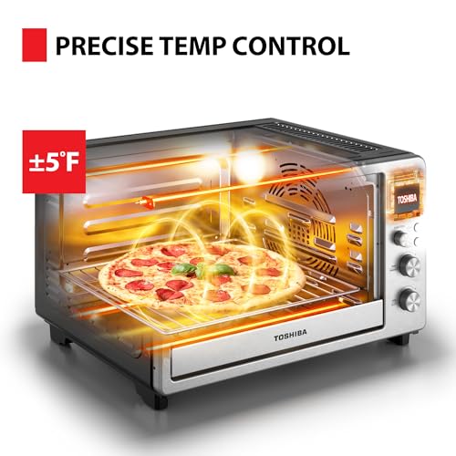 TOSHIBA ChefFry Air Fryer Toaster Oven Combo with Toast, Bake, Broil, Pizza & Dehydrate, 26.4-Quart Capacity, Stainless Steel