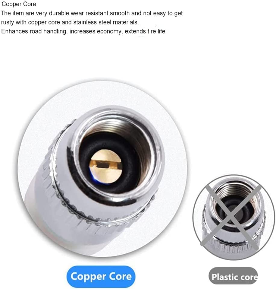 WNCGC 8Pcs Tire Valve Stem Caps, 2.4Bar 35PSI Car Tire Pressure Monitor Valve Stem Caps Sensor Indicator 3 Color Eye Alert, Silver