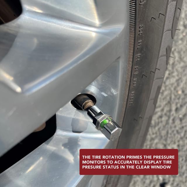 Quick Pressure Tire Pressure Monitoring Valve Caps Sensor Gauge - Advanced Detection System, 50 PSI Sensing Air Alert Indicator for Cars, Trailers, Bikes - Chrome-Plated, Pack of 4