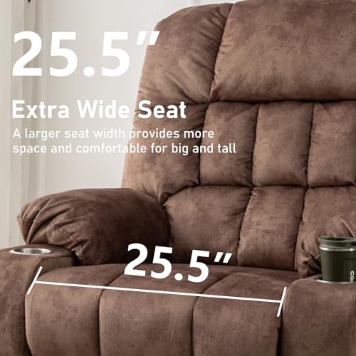 Oversized Power Recliner Chair for Big and Tall 400 LBS, 25.5" Extra Wide Electric Lift Chair with Heat and Massage, Dual Motor 180° Lay Flat Recliner Living Room Sofa, Velvet Big Lift Recliner