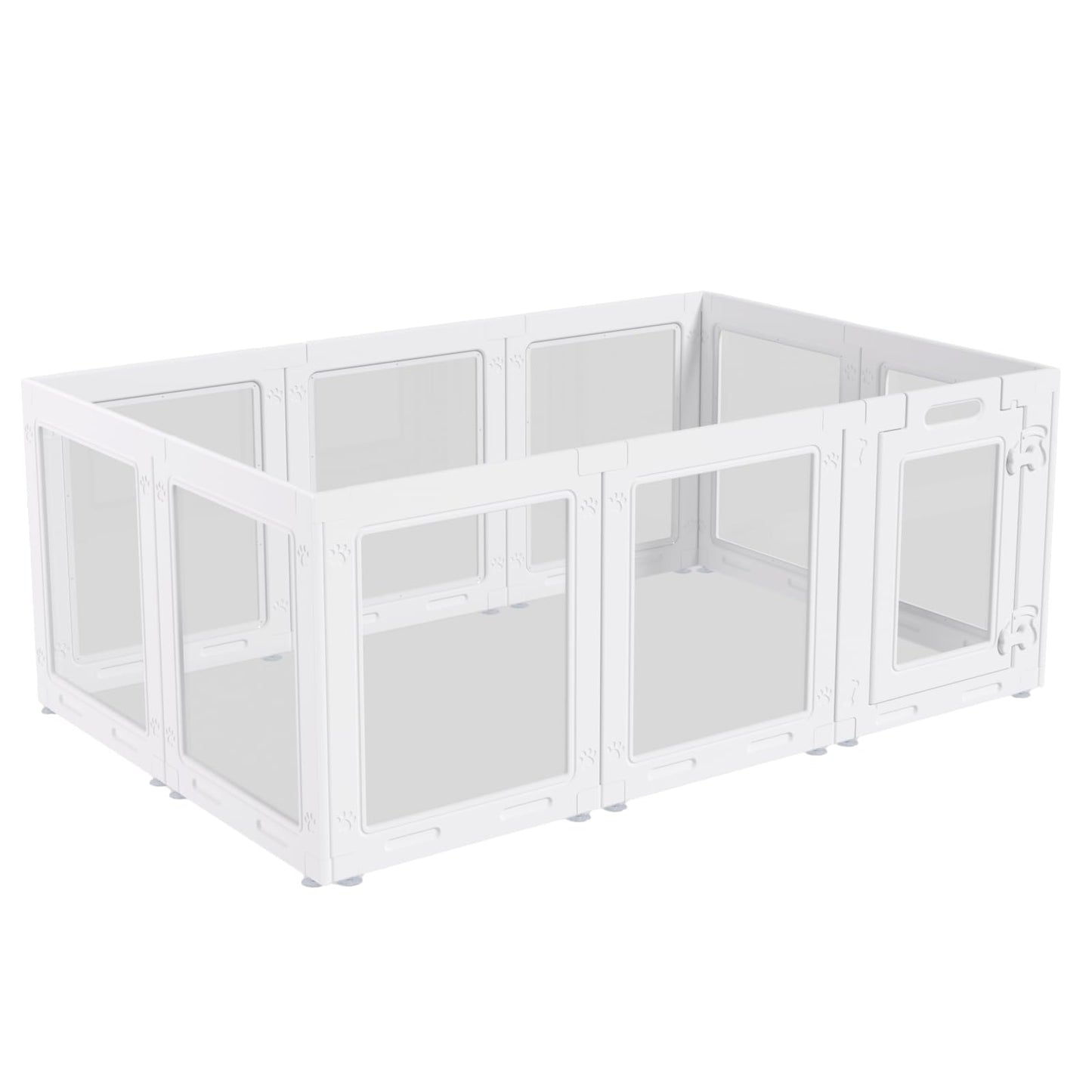Clear Acrylic Dog Playpen with Door,23.6" Puppy Playpen,Easy Assemble Pet Fence,10-Panel for Puppies/Small Dog Play Pen Indoor (White, 23.6 Inch-H, 10 Panel)