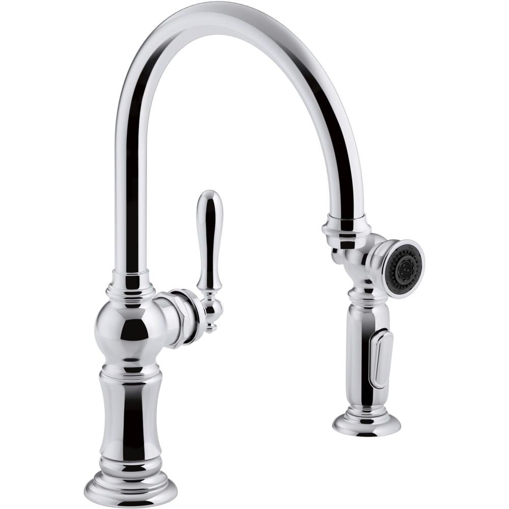 KOHLER K-99262-CP Artifacts 2-Hole Kitchen Sink Faucet and 14-11/16-Inch Swing Spout, Polished Chrome