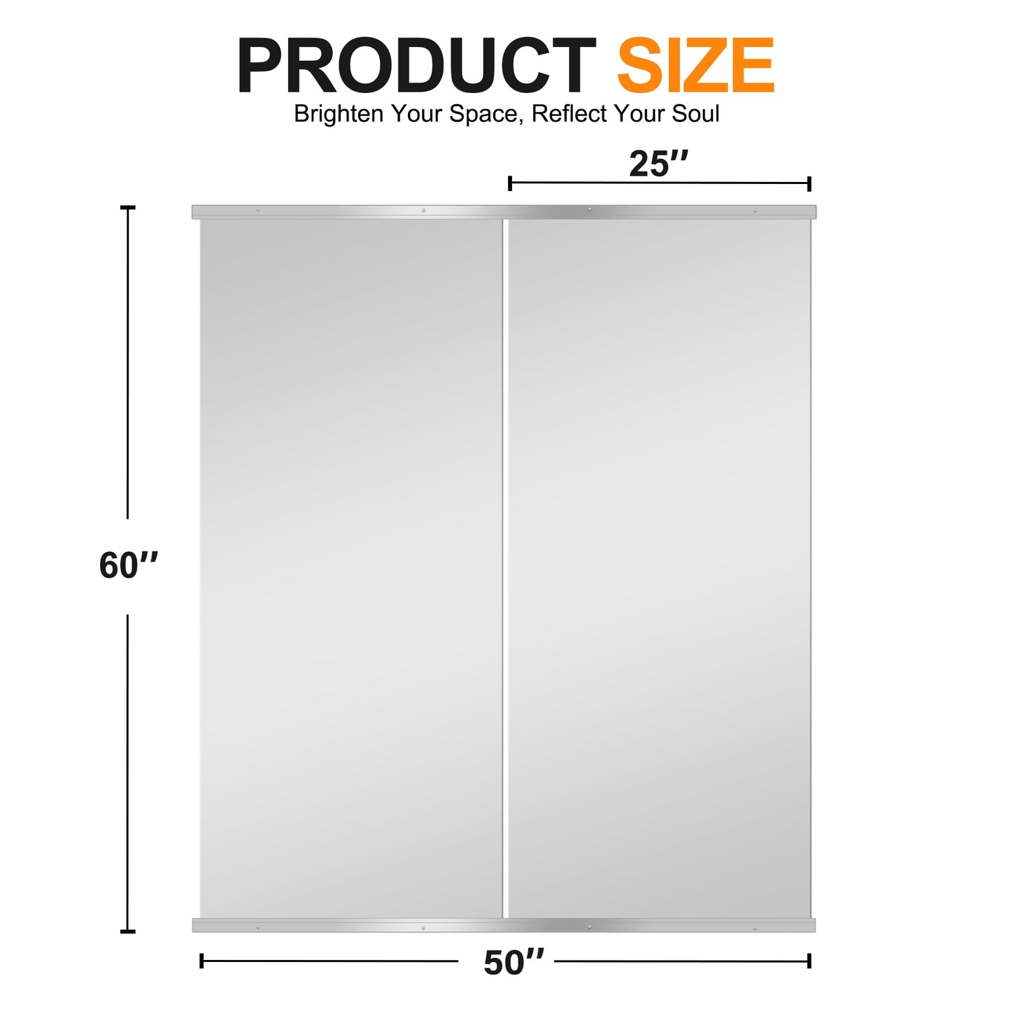 Delma Home Gym Mirror,60''x25''x2PCS Silver,Large Full Body Tempered Glass Frameless, Wall-Mounted for Gym, Yoga, Garage, Bedroom, Bathroom