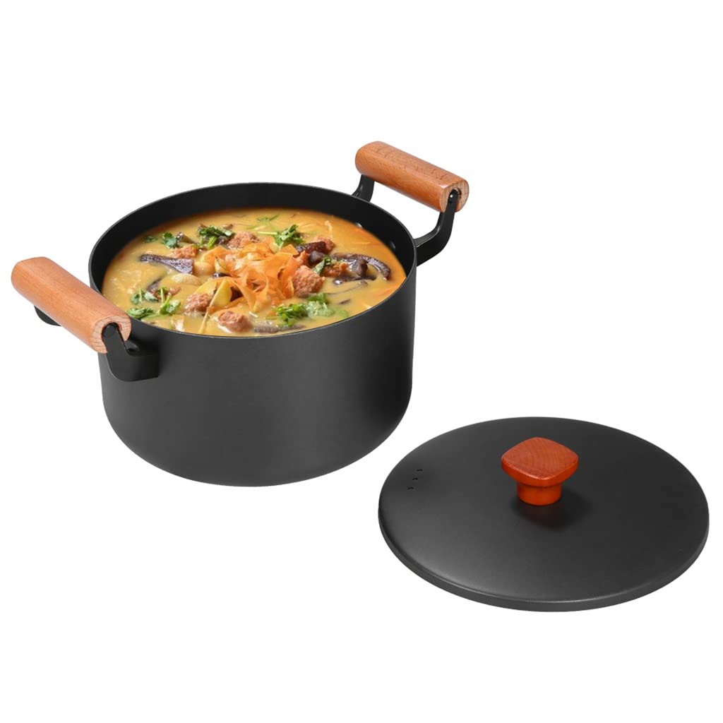 3 Piece Cast Iron Cookware Set Nonstick Iron Pot Soup Milk Frying Pan Kitchen and Pantry Room Cookware (Color : Black, Size Black