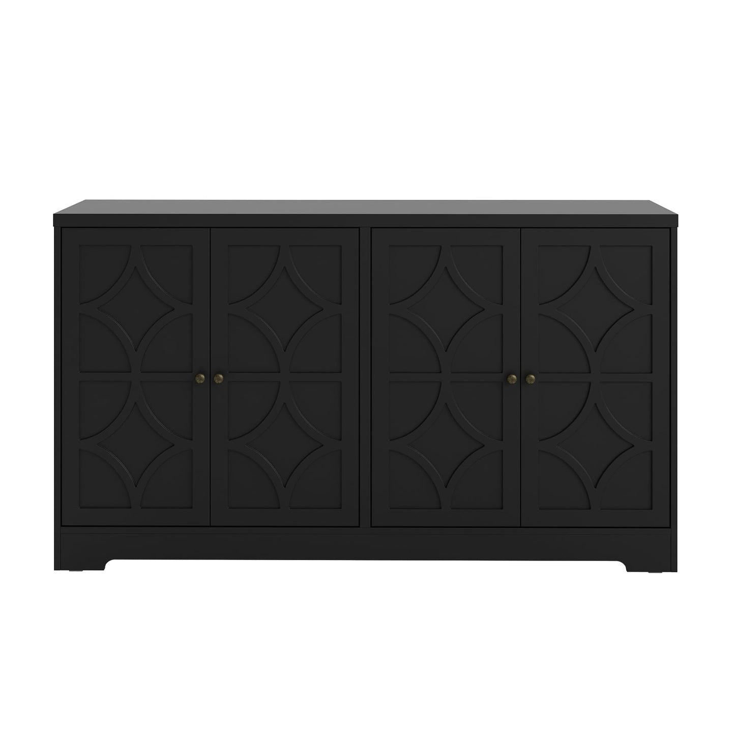 FansaFurn Sideboard Buffet with 4 Doors, Mid-Century Sideboard Cabinet with Adjustable Shelves, Accent Cabinet for Entryway, Living Room, Dining Room, Black