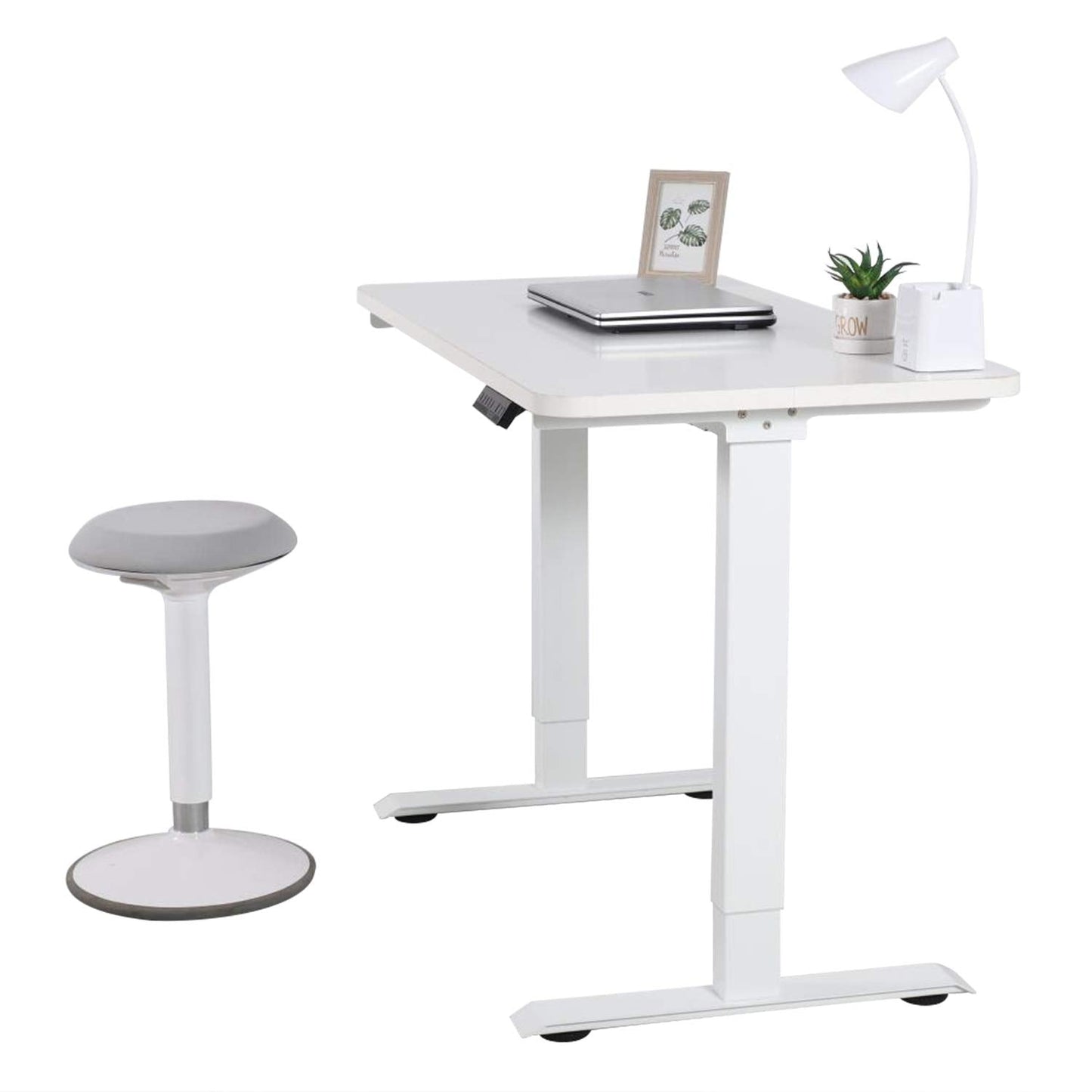 wonline Electric Stand Up Desk Frame Dual Motor Standing Desk Base Height Adjustable Workstation Base with 4 Programmable Memory Controller Steel Legs for Home Office (Frame Only)