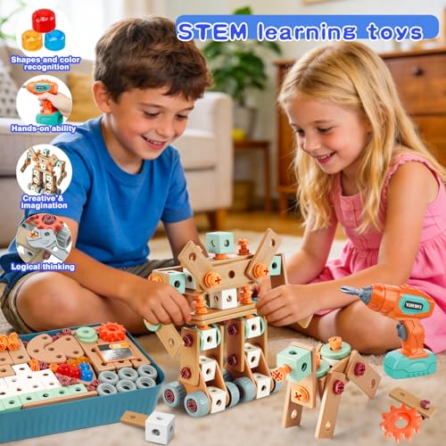 Kids Tool Set with Drill, 148Pcs Toddler Tool Set with Toolbox,STEM Montessori Toys for 3 -5Year Old, Educational Construction Toy, Pretend Play Toys for 3 4 5 6 Year Old Boys, Birthday Gift for Kids