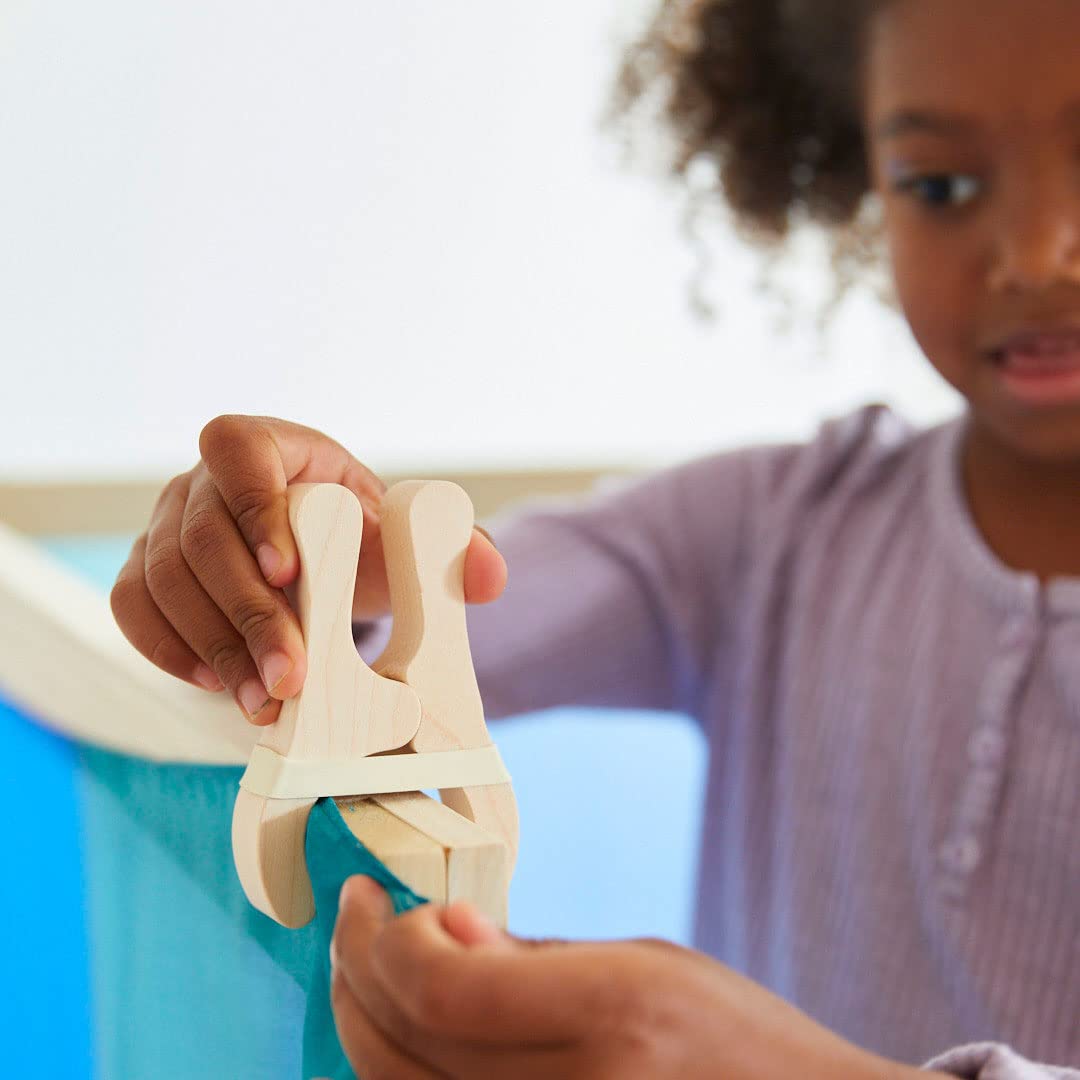 Sarah's Silks 4 Pack of Wooden Play Clips for Kids | Montessori and Waldorf Toys for Fort Building, Imaginative, and Pretend Play