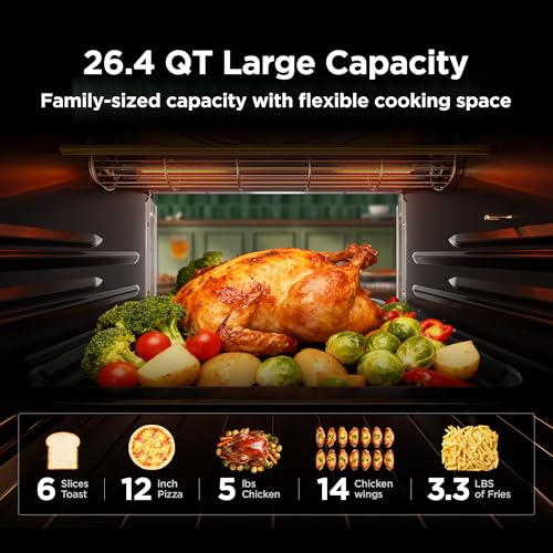 Midea Flexify Pro 10+4 Toaster Oven Air Fryer Combo, Graphene Juicy-Lock Cooking, French Door Countertop Oven, 450°F Flash Air Fry, 26.4 QT Stainless Steel