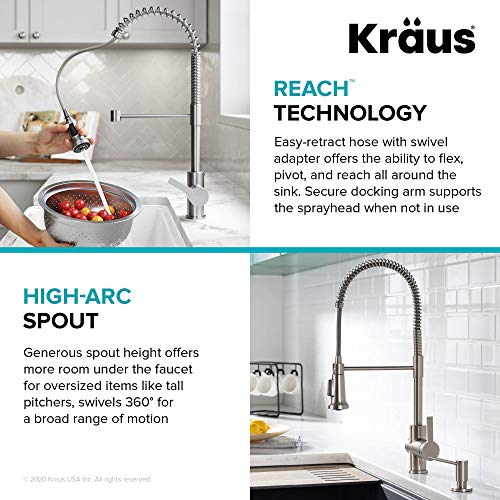 KRAUS Britt 2nd Gen Commercial Style Pull-Down Single Handle Kitchen Faucet in Spot Free Antique Champagne Bronze, KPF-1691SFACB