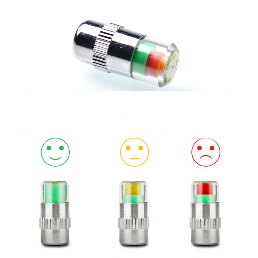 ANKI HAPPIGO 8Pcs 2.2Bar 32-to-35 PSI Car Tire Pressure Monitor Valve Stem Caps Sensor Indicator Easy to Read 3 Color Eye Alert