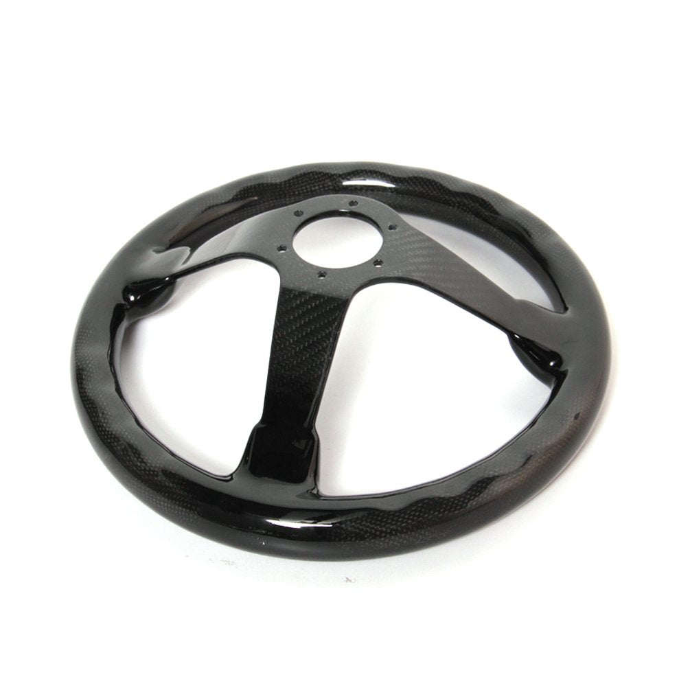 HIWOWSPORT Carbon Fiber Racing Quick Release Steering Wheel 14'' inch 350mm Diameter 6 Bolts