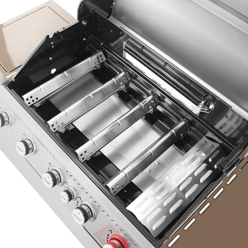 Royal Gourmet GA5403C 5-Burner Propane Gas Grill with Side Burner & Warming Rack, Outdoor BBQ Grill with 74,000 BTUs Output & 738 Sq. in. Cooking Area for Outdoor Barbecue, Coffee