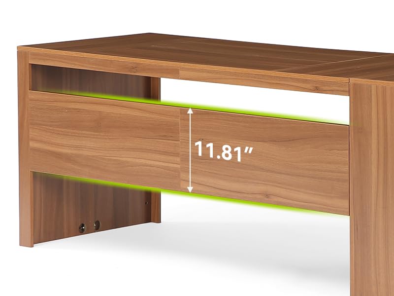 LITTLE TREE 78.7-Inch L-Shaped Executive Desk, Large Home Office Desk with 2 File Drawers and Storage Shelves (Warm Brown)