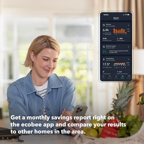 ecobee Smart Thermostat Premium with Smart Sensor and Air Quality Monitor - Programmable Wifi Thermostat - Works with Siri, Alexa, Google Assistant