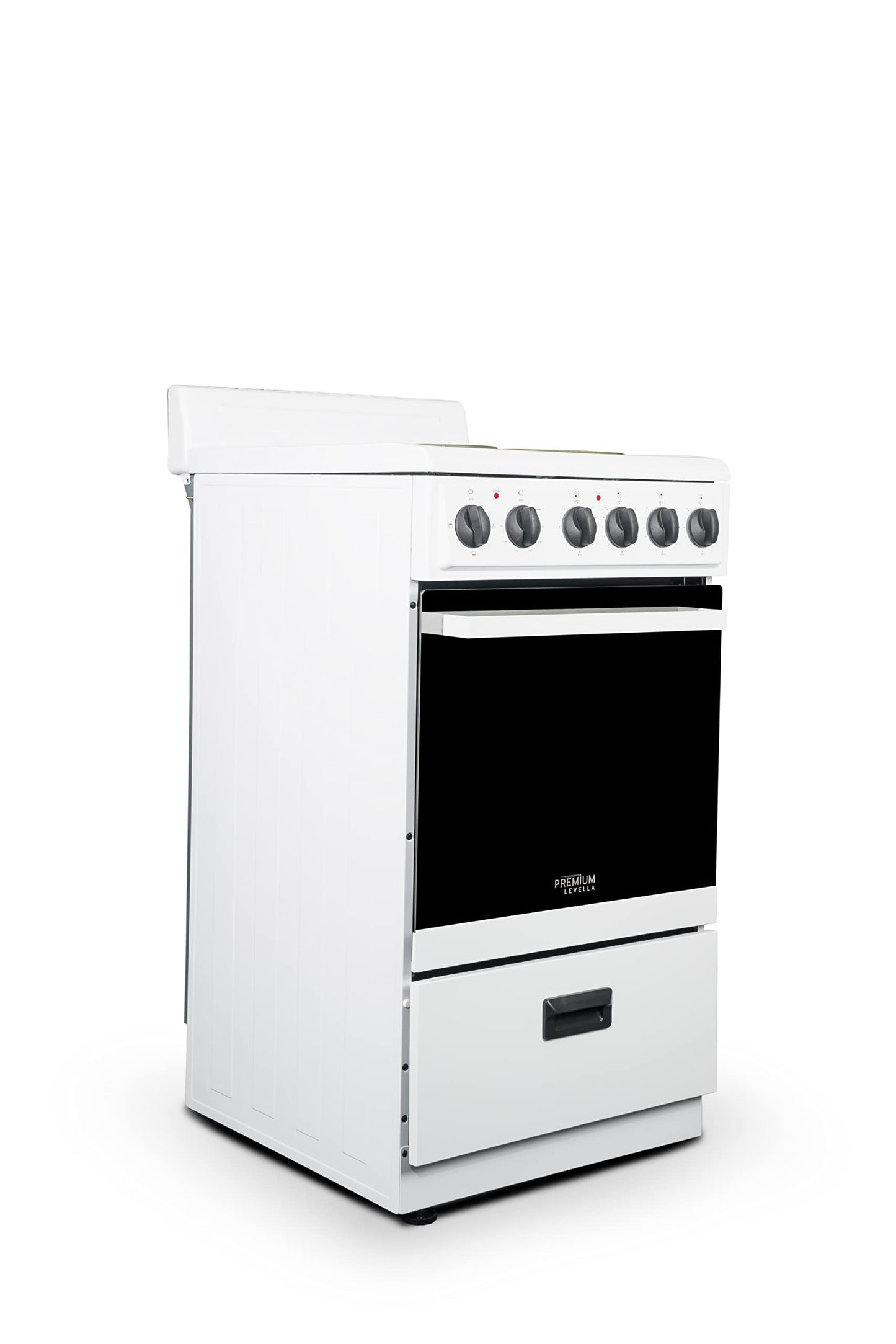 Premium Levella PRE2025GW 20 in Freestanding Electric Range with 4 Coil Burners and 2.2 Cu. Ft. Single Oven Capacity with Lower Storage Drawer in White