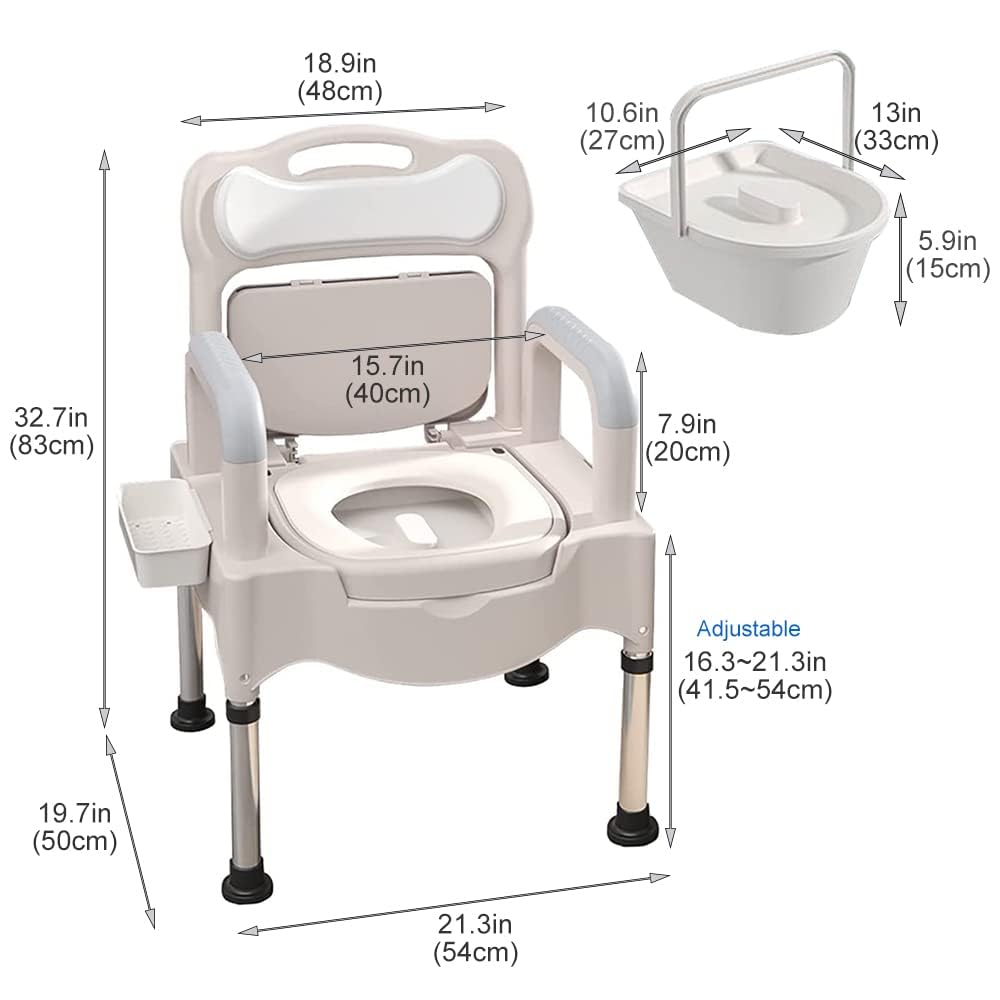 Bedside Commodes, Bedside Toilet, Commode Chair, Height Adjustable Adult Potty Chair for Seniors, Portable Toilets for Home Use, Suitable for People with Disabilities The Elderly & Others