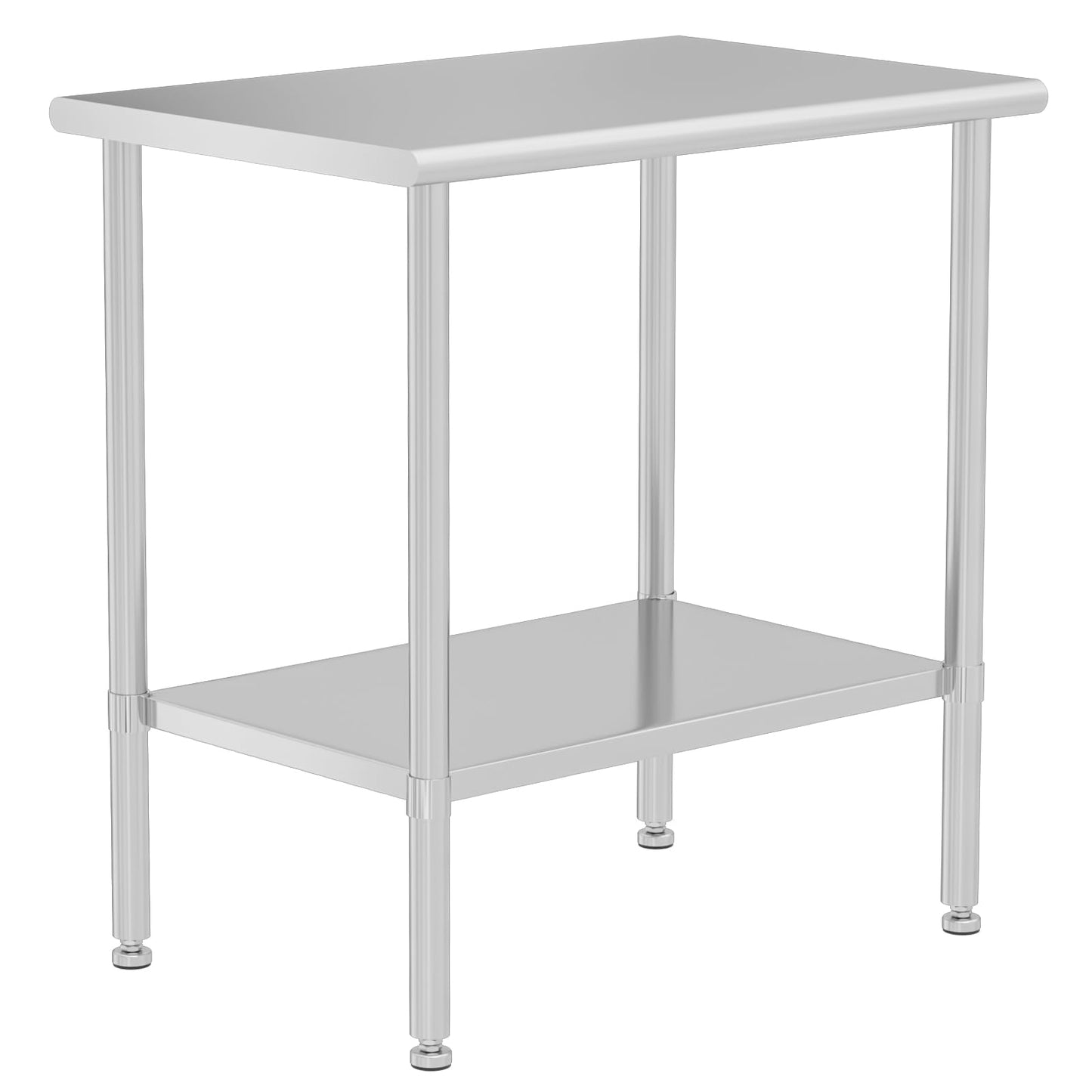 HOCCOT All Stainless Steel Work Table, Heavy Duty Prep Table 24x36 Inch with Stainless Steel Undershelf & Replaceable Feet(Without Casters) Commercial Workstation for Restaurant Kitchen Garage Outdoor