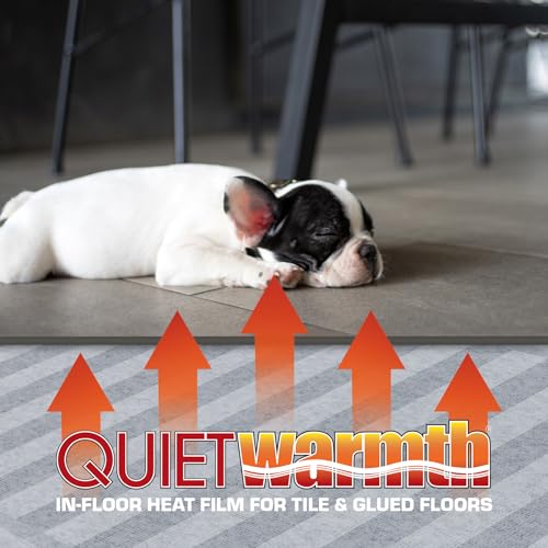 QuietWarmth Tile QWARMKITGDF Radiant Floor Heating Starter Kit Mat w/Programmable Thermostat for Tile, Stone, and Glued Flooring - Cuttable Mat Size 3’x10' 120Volt (Covers 30sf)