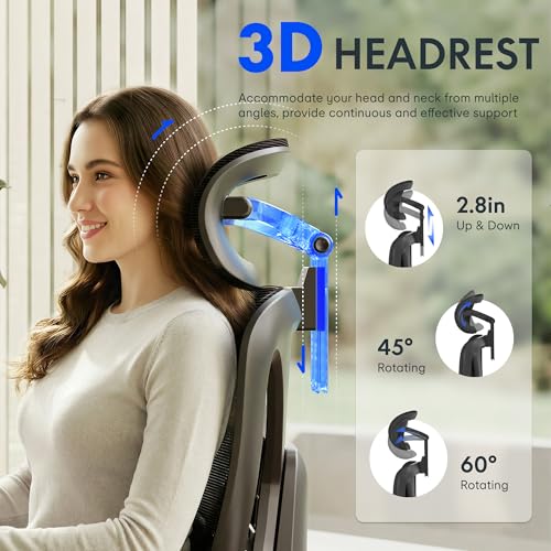 FLEXISPOT ErgoX Premium Ergonomic Office Chair with Footrest- Adjustable 3D Armrests, Dynamic Lumbar Support, Recline & Tilt Function, Mesh Seat, for Home & Office Use,Dark Grey