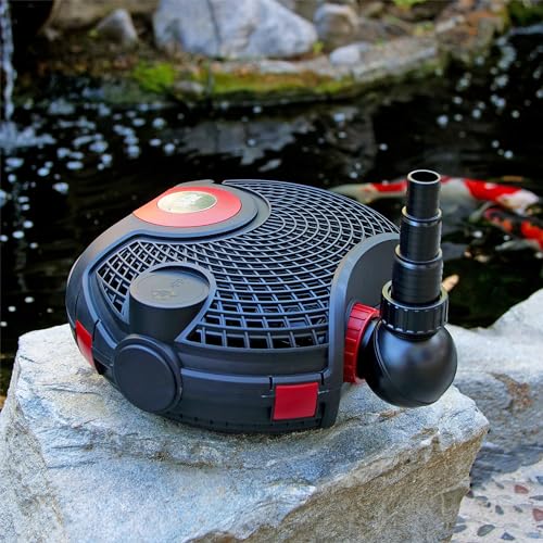 Alpine Corporation PUR5400C Eco-Sphere 5400 GPH Pond Pump with Controller and 33-ft Cord, Energy-Saving, Black/Red