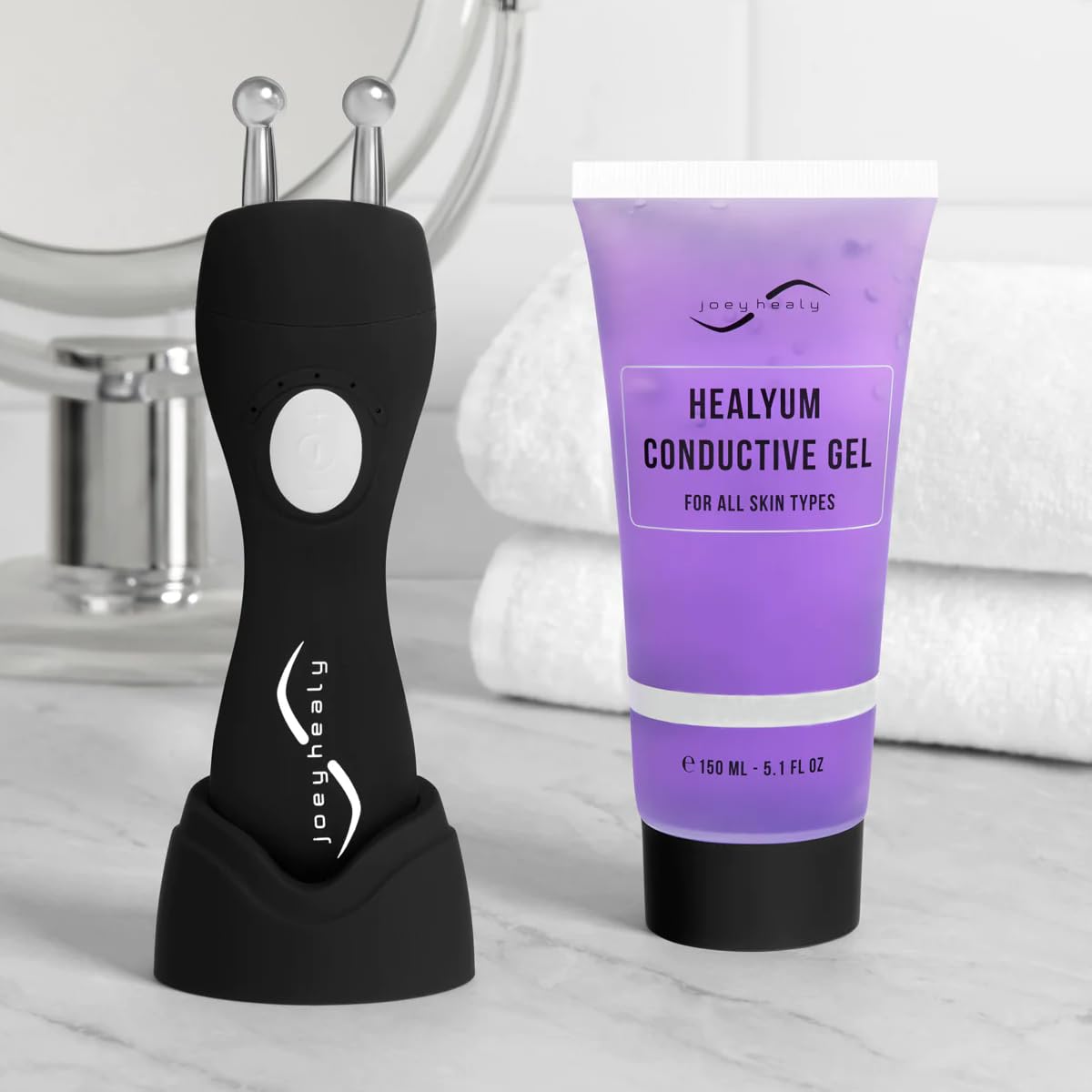 Joey Healy Face Renovation Device, Microcurrent Facial Sculpting, Smoothing & Skin Tightening + Microcurrent Gel with Hyaluronic Acid & Plant Extracts