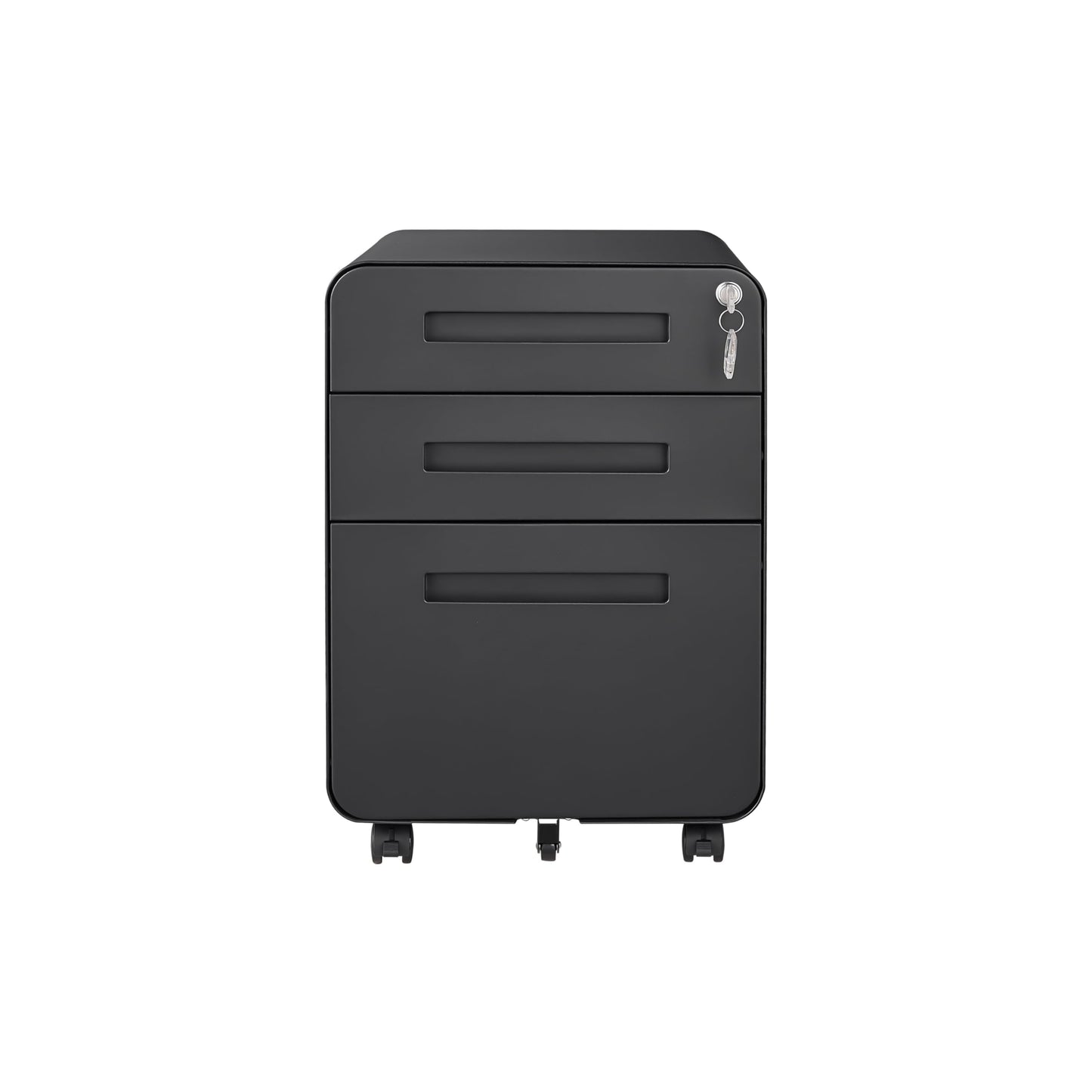 GarveeHome 3 Drawer Mobile File Cabinet with Lock, Under Desk Metal Filing Cabinet for Home Office, Under Desk Storage with 5 Wheels for A4/Letter/Legal Size, Fully Assembled