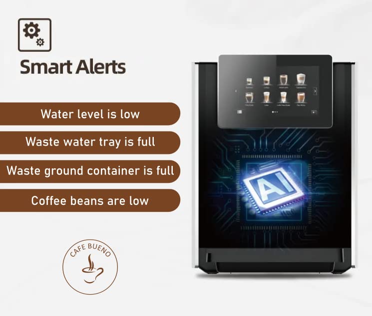 Cafe Bueno Super Automatic Espresso Machine For Home - Coffee Machine With Grinder & Milk Frother For Latte, Cappuccino, Macchiato - Auto Wake & Sleep – All Milk Types