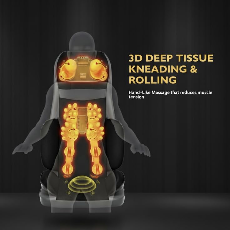 Ethereal Wellness Shiatsu Massage Chair with Heat, Full Back Shiatsu & Rolling, Comfortable Massage Chair Pad for Stress Relief, Gift for her/him, Office and Home.Black, Free car Adapter Included