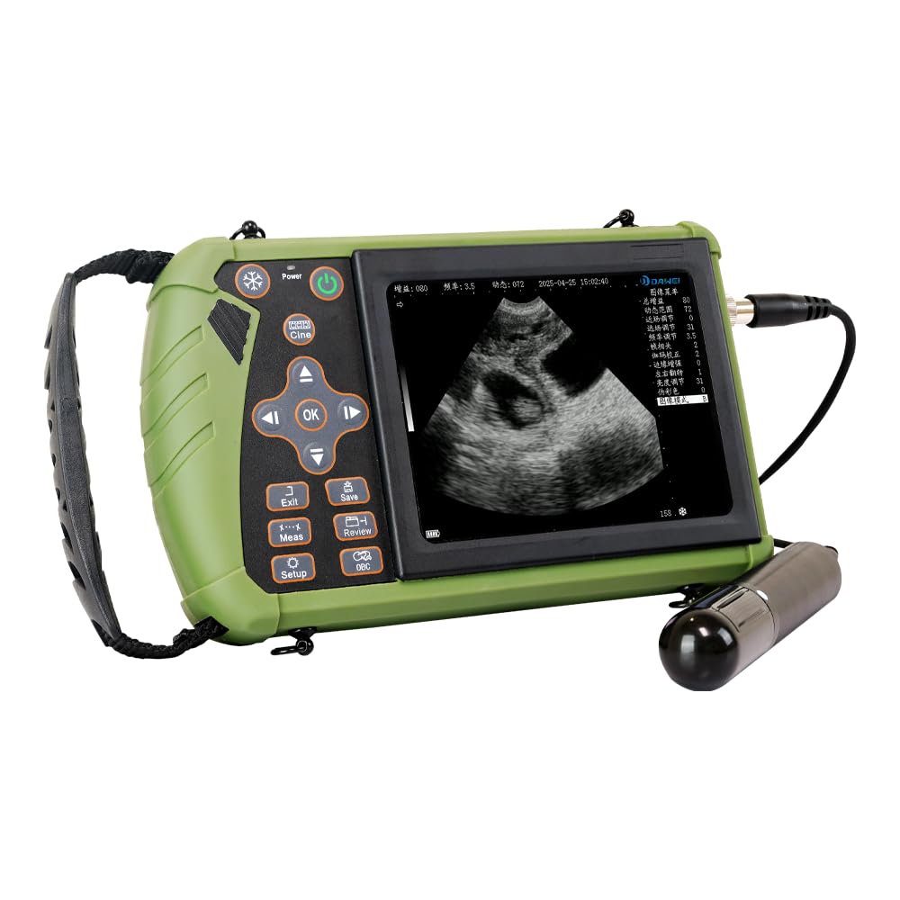 DAWEI Upgraded 3.5MHz Rectal & Convex Dual-Use Probe Veterinary Ultrasound Machine for Cattle and Horse, Portable Handheld Vet Scanner for Pregnancy and Reproduction Check on Farm