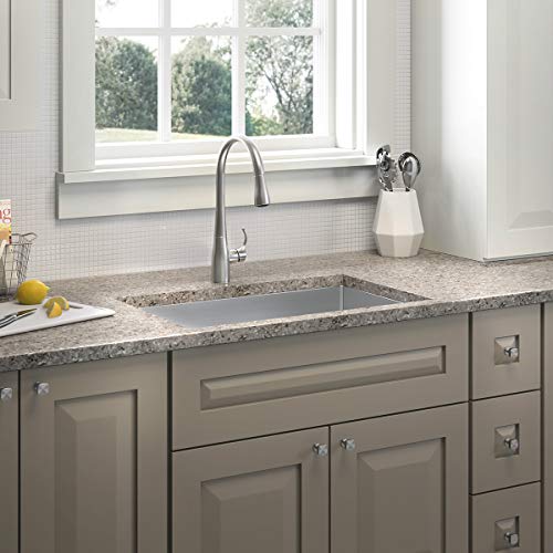 KOHLER 596-VS Simplice Kitchen Sink Faucets with Pull Down Sprayer, 3-Spray Design, Vibrant Stainless Kitchen Faucets, High Arch