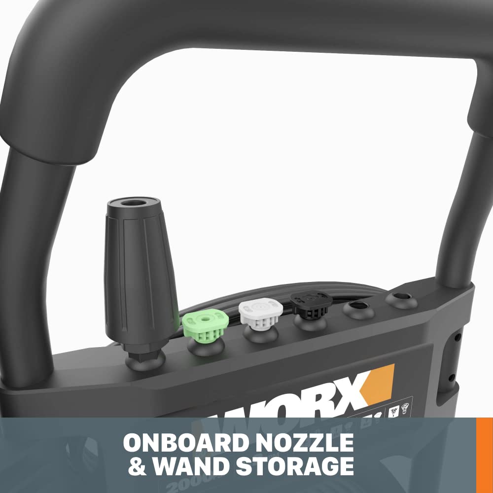 Worx 13 Amp Electric Pressure Washer 2200 PSI with Rolling Cart and 4 Nozzles -WG607