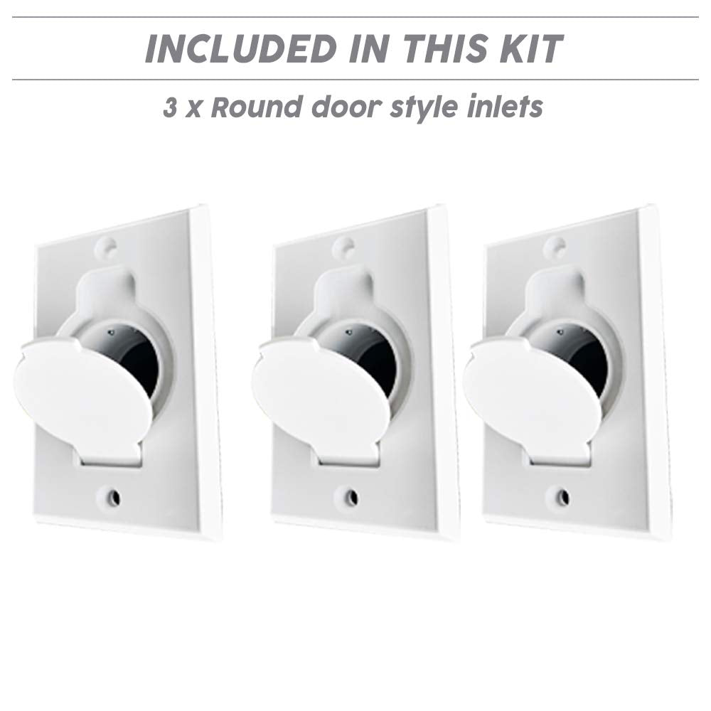 OVO Complet Central Vacuum 3 inlets Installation kit with 48 ft PVC Pipe and Fittings Included, White (INST-3P-WH-NAD)