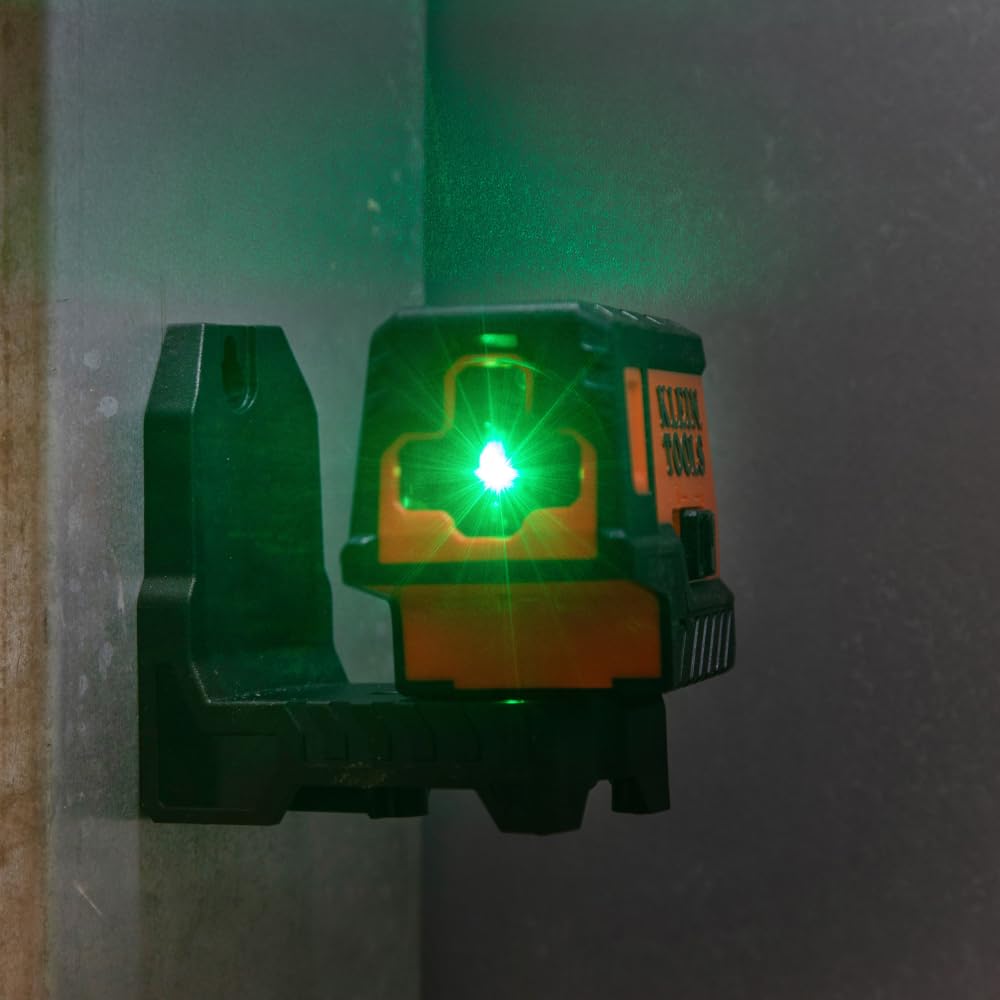Klein Tools 93MCLPG Compact Self-Leveling Laser Level with Plumb Spot, Bright Green Cross Line, 75-Foot Range, Laser Class 2, Power Output <1mW, Magnetic Mount