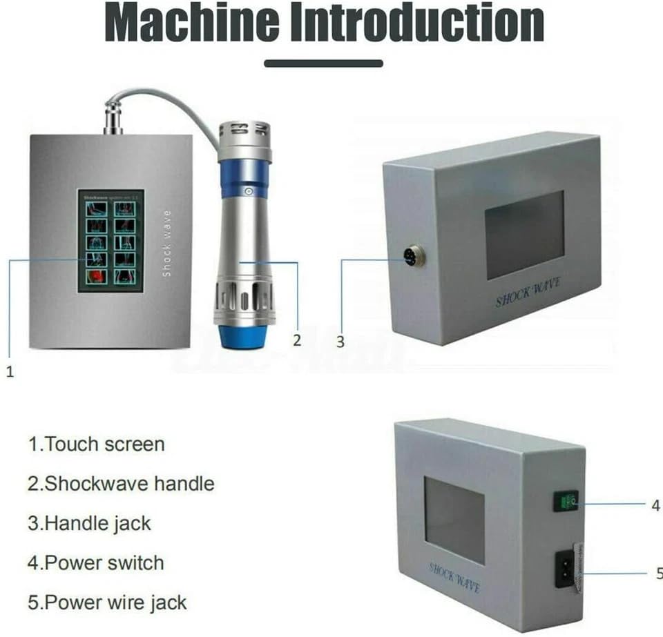 Electric Shockwave Therapy Machine for Joint Muscle Pain, Focused Shock Wave Machine with Touchscreen, Extracorporeal Shock Wave Device for Relieve Elbow Foot Knee Back Aches Home Use