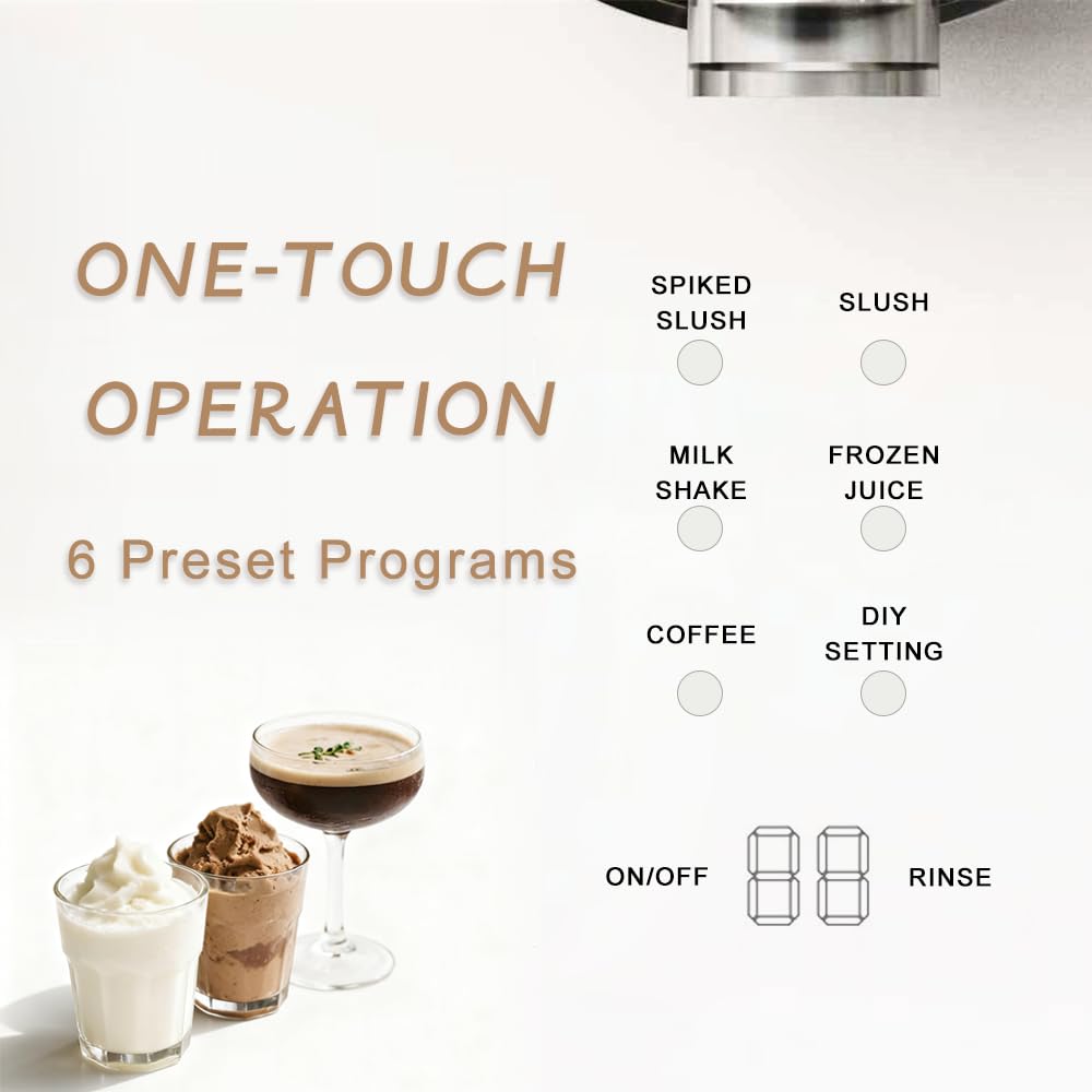 68 oz Slushie Machine ice cream maker for home – No Ice Needed, Self-Cleaning, 6 Preset Programs, Quiet Operation, for Margaritas, Frappés, Milkshakes & Soft Serve Ice Cream