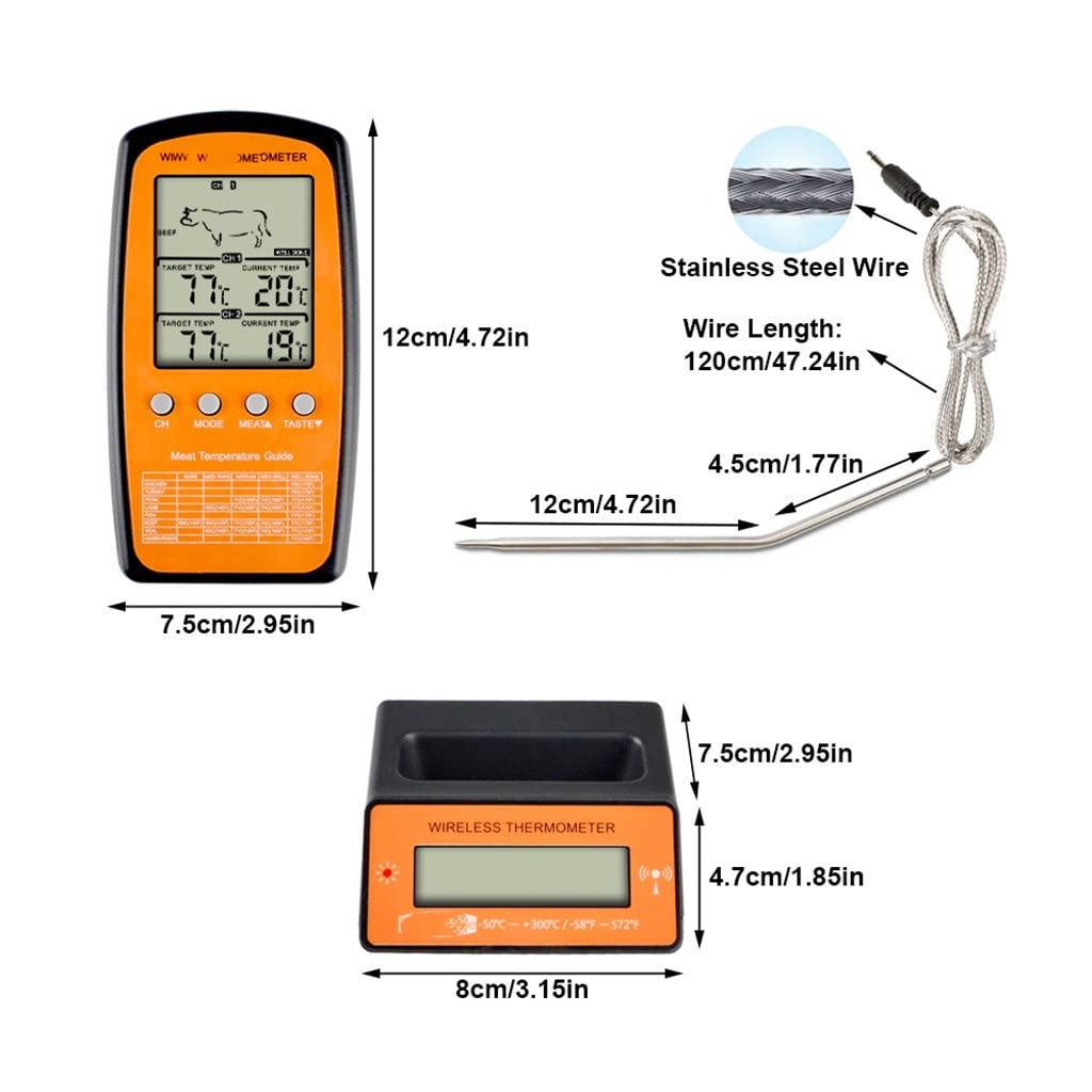 BERHUTJ Probe Digital Oven Thermometer Meat Barbecue BBQ Cooking Kitchen Timer