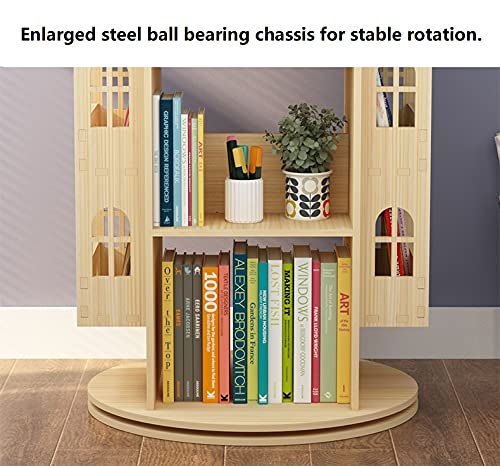 Heehee Rotating Bookshelf 360 Display Floor Standing Bookcase Storage Rack Children's Bookshelf, Wood Book Shelf Organizer Stand for Kids, Storage Book Display Case Bookrack