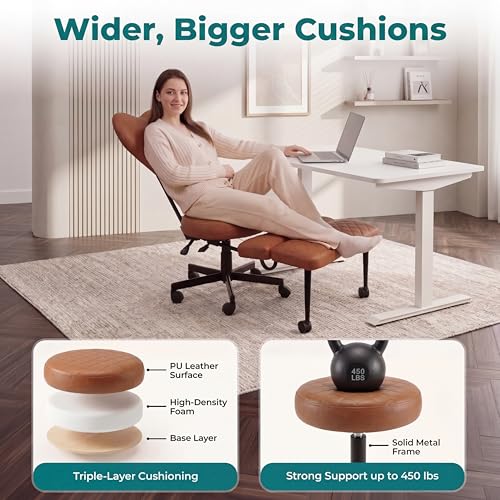 NYPOT Active Sitting Office Chair — Ergonomic Multi-Position Seat (Cross-Legged, Kneeling & Perch) with Adjustable Knee Rest, Back Support, Wheels & 360° Swivel (Brown)