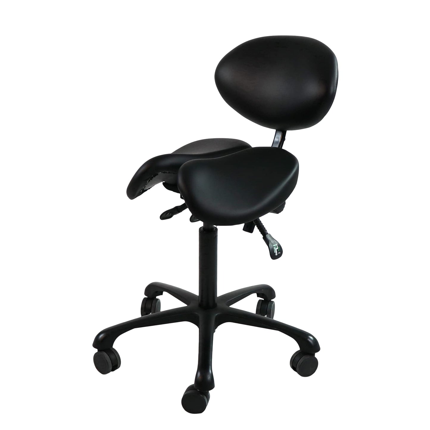 Master Massage Berkeley Backrest Saddle Stool with Black Aluminum Base