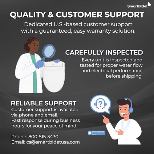 SmartBidet® SB-2000WE Electric Smart Bidet Toilet Seat with Heated Seat, Warm Air Dryer, Temperature Control Wash, and Control Panel, Elongated Seat
