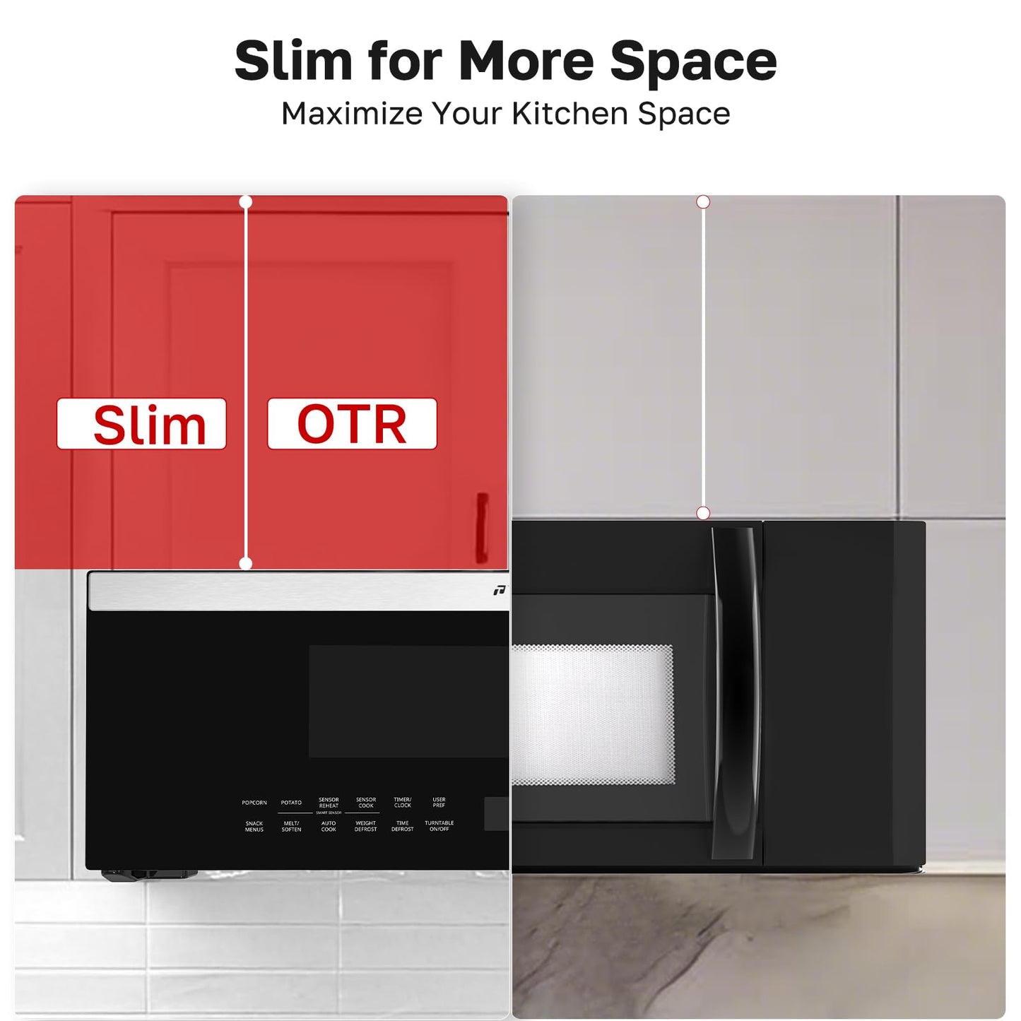 ThermoMate 30" Over the Range Low Profile Microwave Oven with Sensor Cooking, 1.2 Cu.Ft Slim, 1000 Cooking Watts, Voice Control, Multi-Stage Cooking, 400 CFM