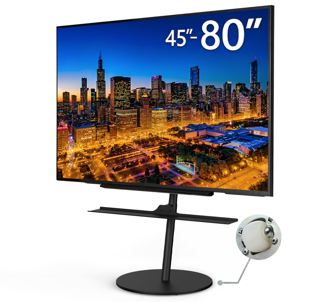 WALL Seven Stand A2 Large | Rolling TV Stand for 45–80" w/ 37.4" Soundbar Shelf | Satin Black | Portable TV Stand with Shelf | Height Adjustable, Space Saving, for Living Room and Bedroom