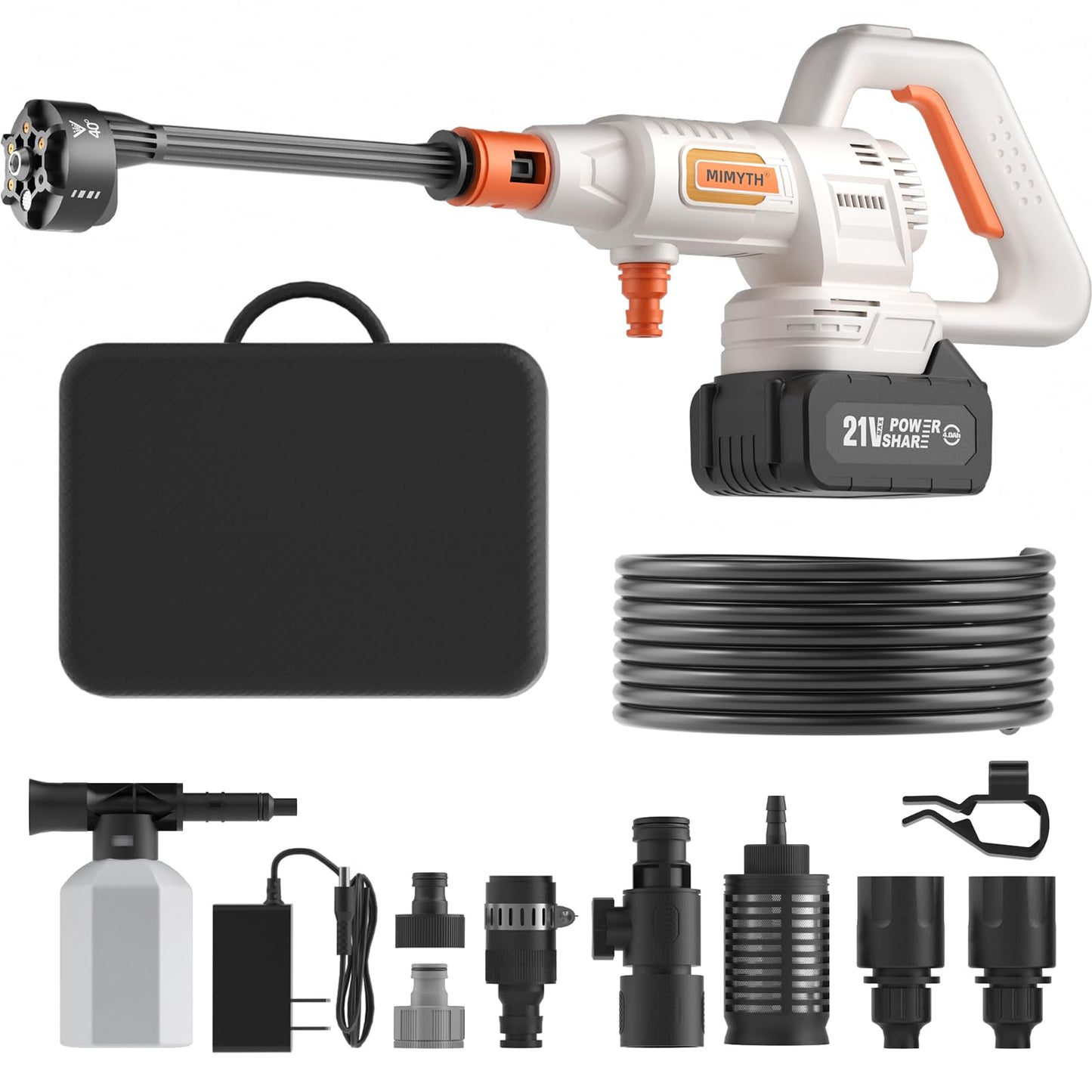 Cordless Pressure Washer Battery Powered; 1200PSI Cordless Power Washer with Brushless Motor, 4.0Ah Battery,6-in-1 Nozzle, 3 Power Level; Handheld Portable Pressure Washer Cordless (5022-WH3)