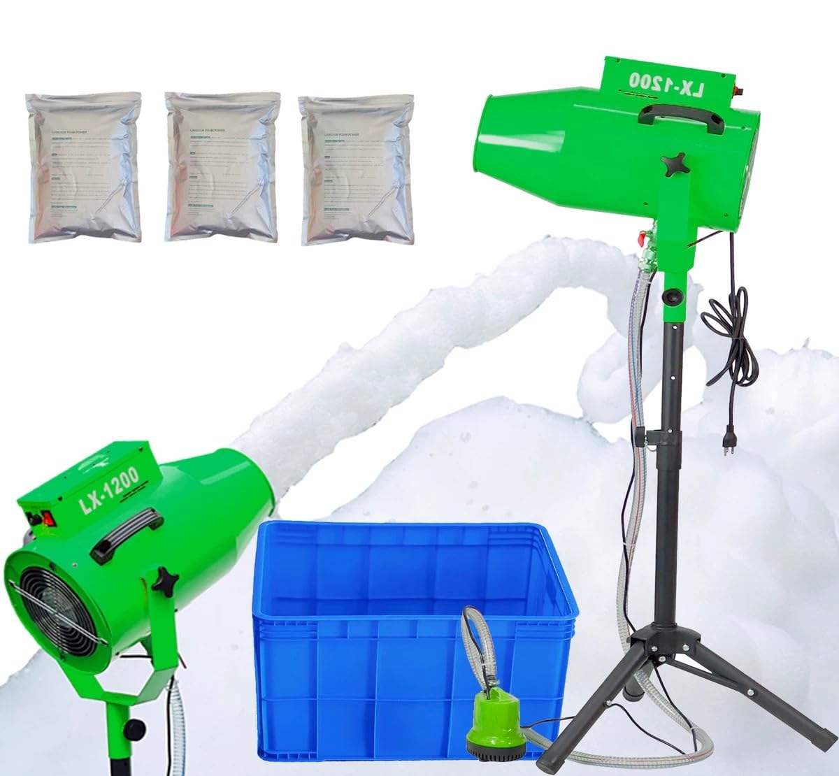 1200W Party Foam Machine,Summer Pool Water Toys for Kids & Adults, Bubble Machine with 3pcs Foam Granules and Water Tank, Holiday & Birthday Girls & Boys, Business Celebrations, Outdoor Party Events