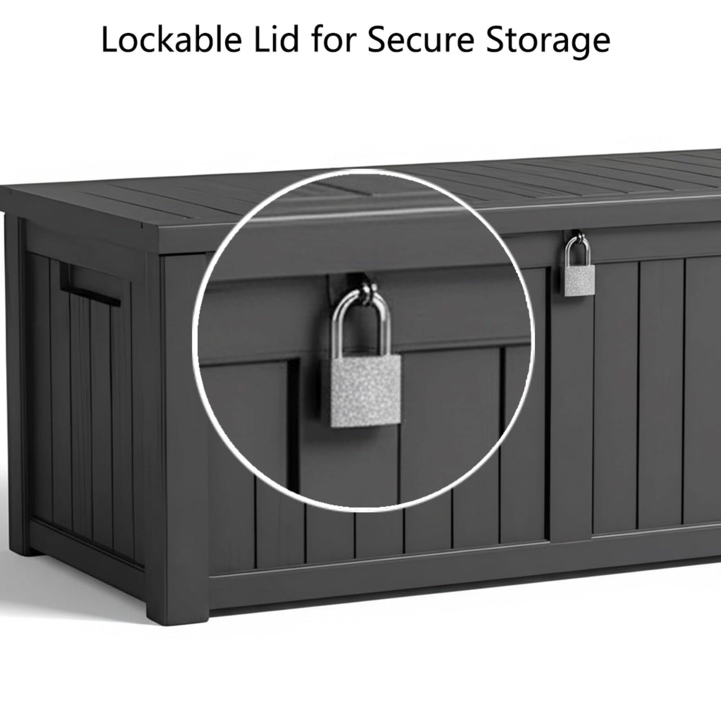 120 Gallon Resin Deck Box, Outdoor Storage Chest for Patio Furniture Cushions, Garden Tools, Pool Accessories | Lockable, Waterproof, All-Weather, Easy Assembly, Wood Grain Design