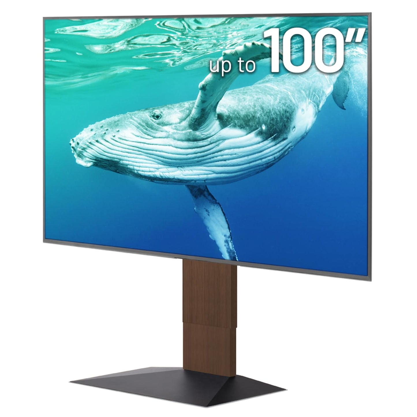 WALL V4 | Sleek Shallow Floor TV Stand for Extra Large 50-100 Inch | Walnut | for Large Screens | Living Room and Bedroom, Space Saving, Adjustable Mount, No Drill, Japan-Engineered Design